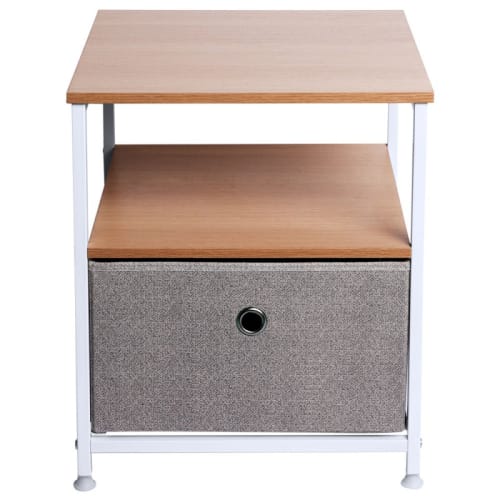 Muebles Mesas auxiliares | mesa de noche en MDF, acero reforzado y tela con 1 cajón - AS65753