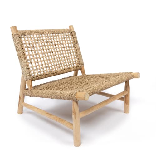Chaise en bois de teck et algues naturelles 1 place