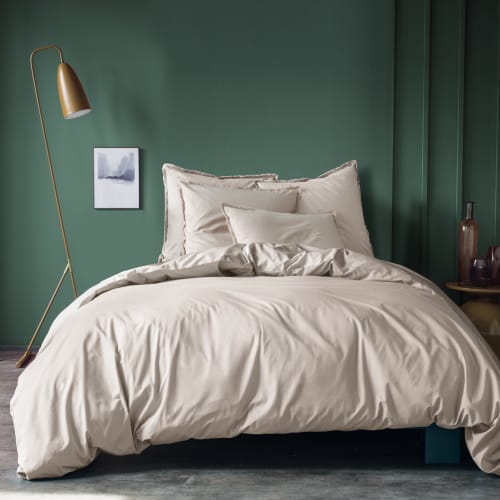 COTON LAVÉ - Parure de lit unie en coton lavé couleur Lin 240x220 cm | Maisons du Monde