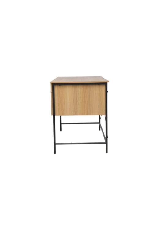 Muebles Escritorios | Escritorio industrial blanco en madera y metal con 2 cajones - YV59192