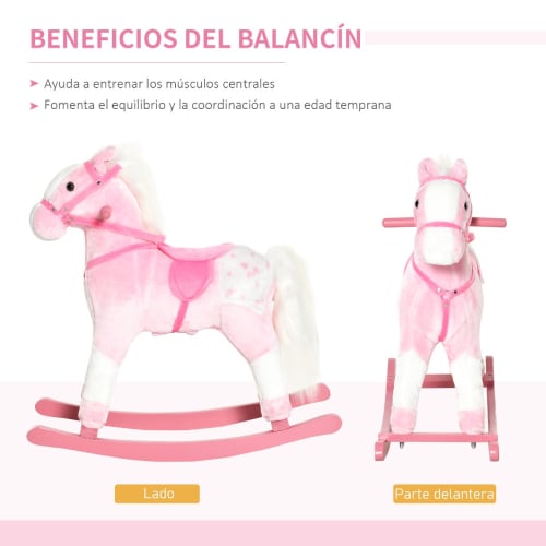 Caballito balancín para bebé 60 x 33 x 50 cm color rosa