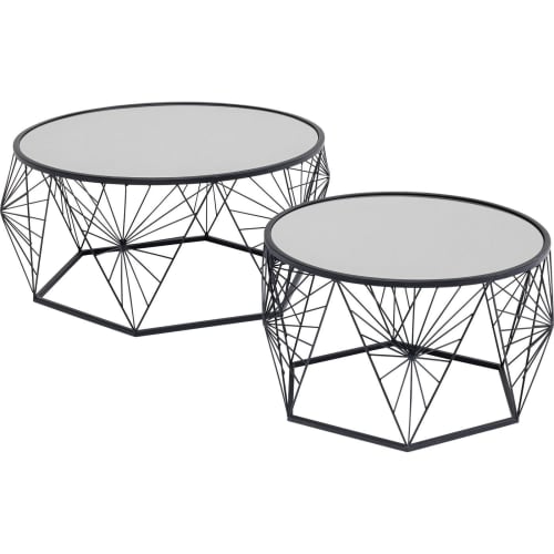 Meubles Tables basses | 2 tables basses en verre miroir et acier - AS26854