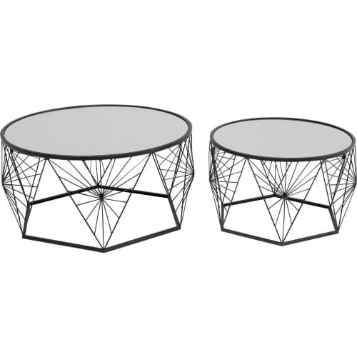 Meubles Tables basses | 2 tables basses en verre miroir et acier - AS26854