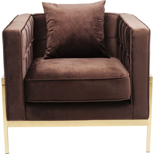 Canapés et fauteuils Fauteuils | Fauteuil en velours marron et acier doré - YR70953