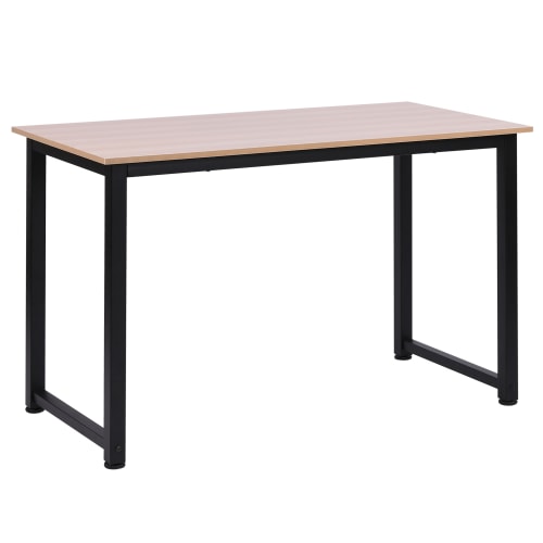 Meubles Bureaux et meubles secrétaires | Table informatique bureau métal noir aspect chêne clair - MM05174