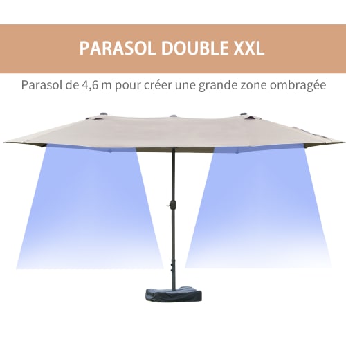 Jardin Parasols | Parasol de jardin XXL acier polyester haute densité gris clair - VA46532