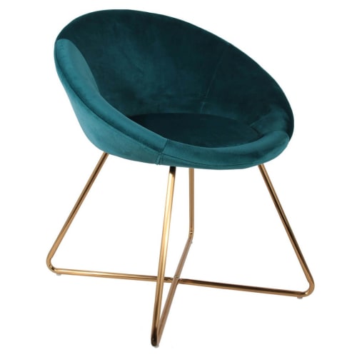 Canapés et fauteuils Fauteuils | Fauteuil  velours bleu et piétement doré - JR59847