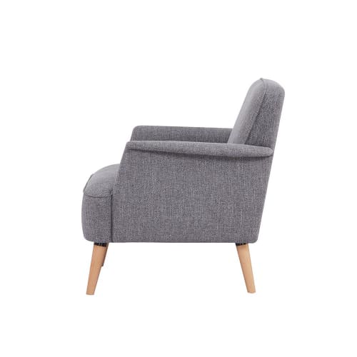 Canapés et fauteuils Fauteuils | Fauteuil scandinave grise pieds en bois naturel - RK97955