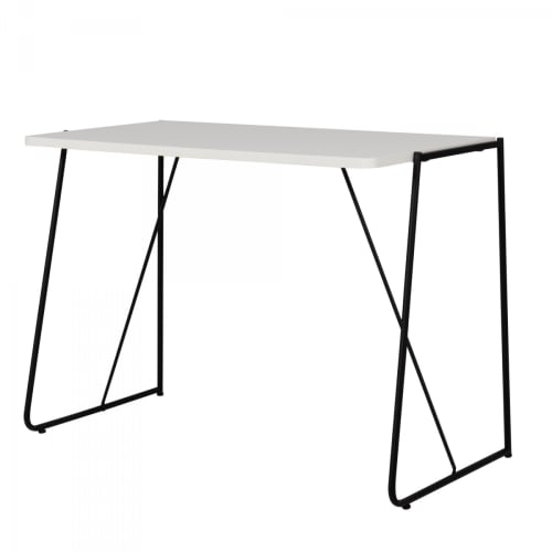 Meubles Bureaux et meubles secrétaires | Bureau scandinave 100cm laqué blanc pieds métal noir blanc - LR71901