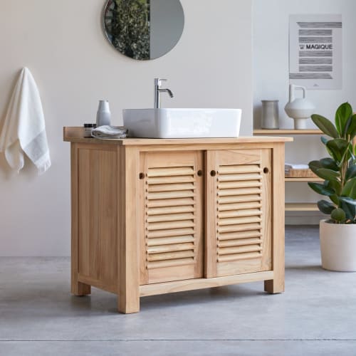 Huracán Ambigüedad Regularidad Mueble bajo lavabo en teca maciza 95 cm COLINE | Maisons du Monde