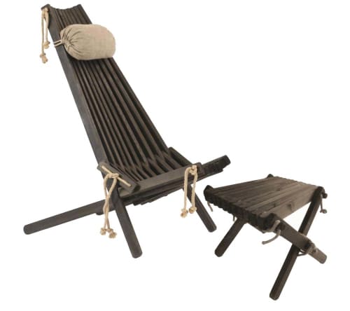 Jardin Bains de soleil et chaises longues | Chilienne scandinave avec repose-pieds pin noir - JB60607