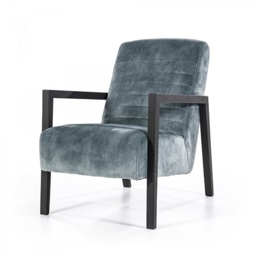 Canapés et fauteuils Fauteuils | Fauteuil vintage pieds bois en velours bleu - DZ67288