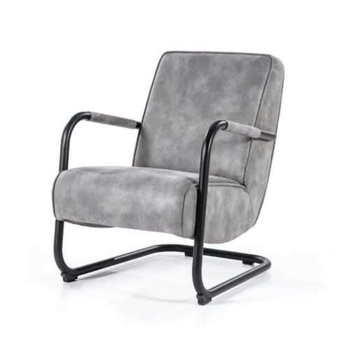 Canapés et fauteuils Fauteuils | Fauteuil vintage accoudoirs métal en simili gris - RX73815