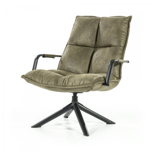 Canapés et fauteuils Fauteuils | Fauteuil relax rétro en simili vert kaki - DT62040