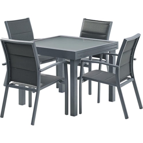 Jardin Ensemble table et chaises de jardin | Salon de jardin moderne 4 personnes modulo gris - WU44898