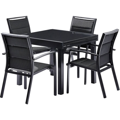 Jardin Ensemble table et chaises de jardin | Salon de jardin moderne 4 personnes modulo noir - RU59967