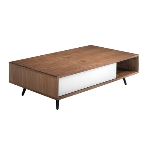 Meubles Tables basses | Table basse en bois plaqué noyer avec espaces de rangement - OB77418