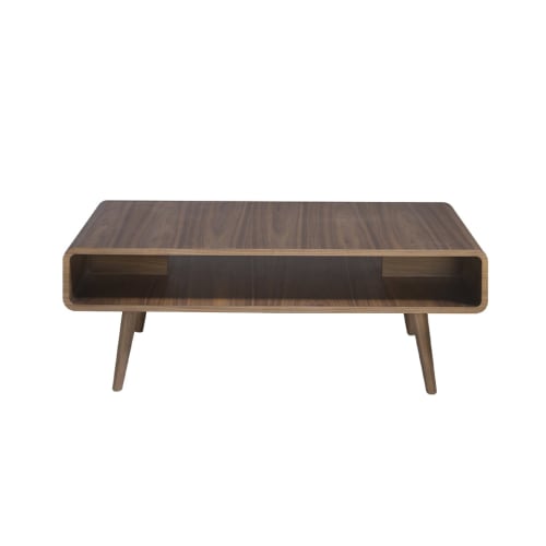 Meubles Tables basses | Table basse en bois plaqué noyer avec porte-revues central - DP18630