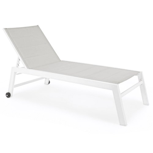 Jardin Bains de soleil et chaises longues | Chaise longue haute aluminium et textilène blanc - EA63071
