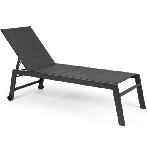 Jardin Bains de soleil et chaises longues | Chaise longue haute aluminium et textilène gris anthracite - VC17387