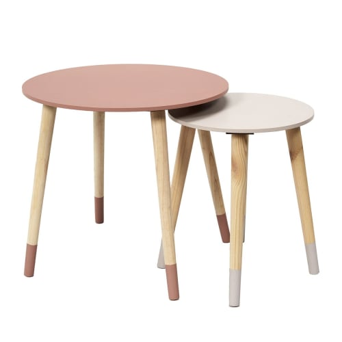 Meubles Tables basses | Tables d'appoint gigognes bicolores rose - IK99755