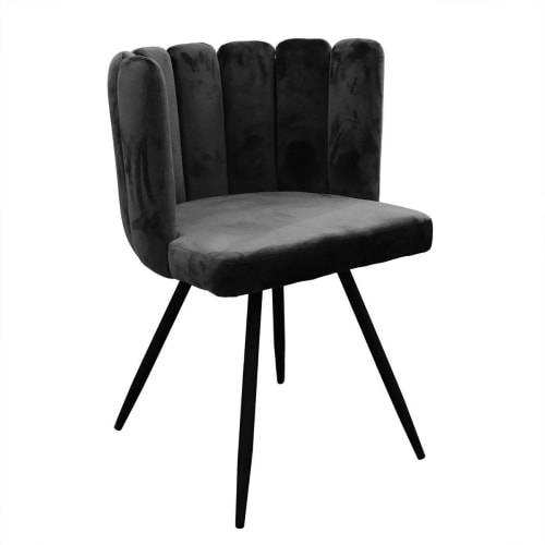 Meubles Chaises | Chaise design effet velours noir - LZ14912
