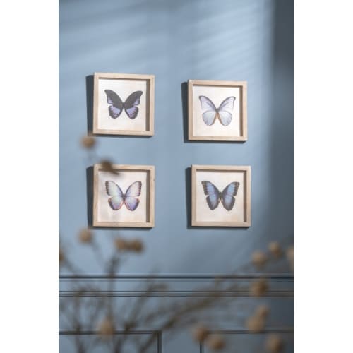 Déco Toiles et tableaux | Décoration murale papillon bois/verre 25x25cm - MG87864