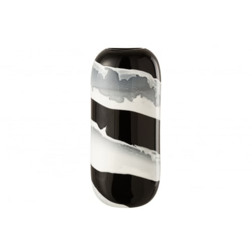 Déco Vases | Vase verre blanc/noir H37,5cm - EX66712