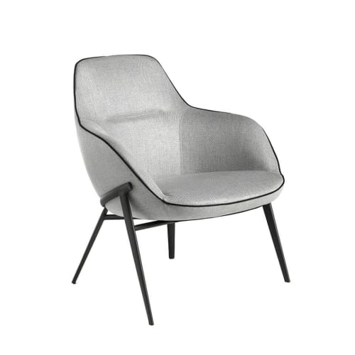 Canapés et fauteuils Fauteuils | Fauteuil en tissu gris avec passepoil noir etacier noir. - DZ16521