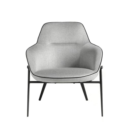 Canapés et fauteuils Fauteuils | Fauteuil en tissu gris avec passepoil noir etacier noir. - DZ16521