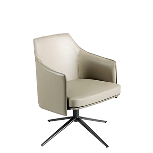 Canapés et fauteuils Fauteuils | Fauteuil pivotant simili cuir taupe avec base en acier gris anthracite - BW99631