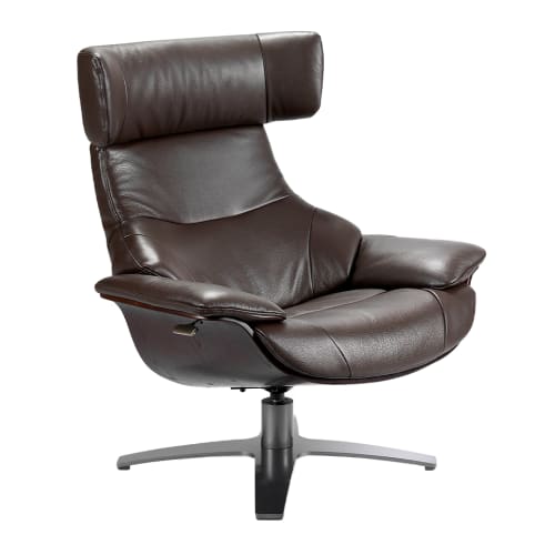 Canapés et fauteuils Fauteuils | Fauteuil pivotant en cuir de vachette avec mécanisme relax - AM83809