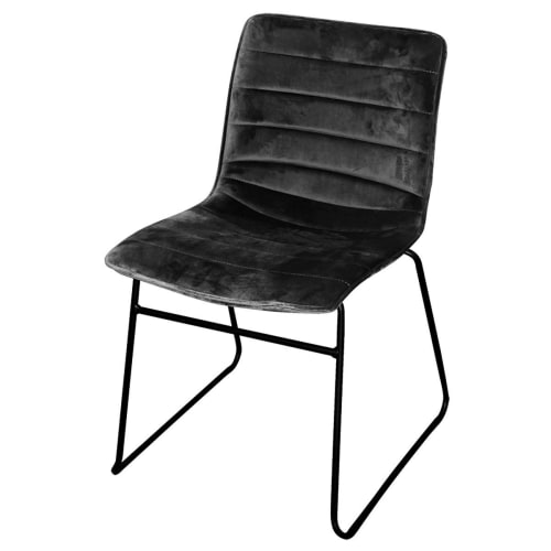 Meubles Chaises | Chaise aspect velours noir - SP45250