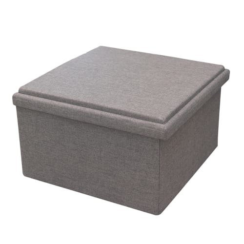 Canapés et fauteuils Poufs | Coffre pouf pliable table tissu gris - LA19046