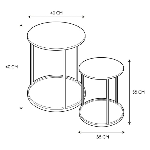 Meubles Tables basses | Tables d'appoint gigognes métal - UY79111