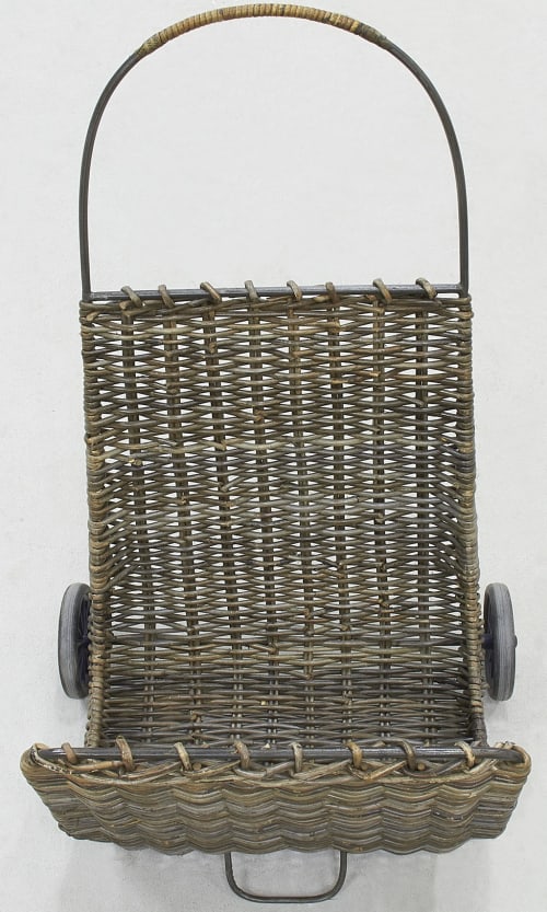 Déco Accessoires de cheminée | Chariot à bûches en poelet croco sur roulettes - SG35499