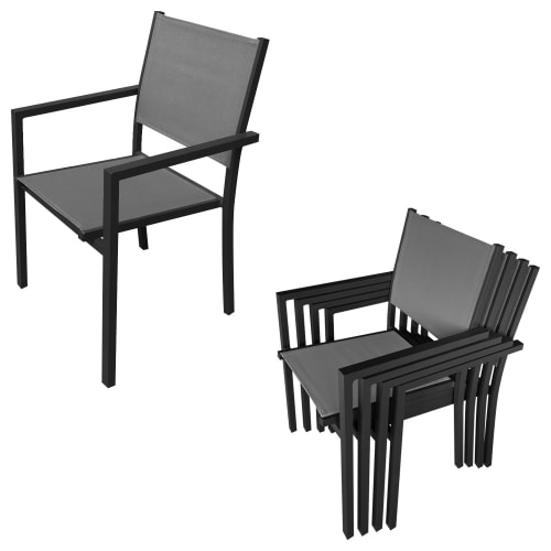 Jardin Ensemble table et chaises de jardin | Salon de jardin 8 places en aluminium anthracite et gris - HJ65807