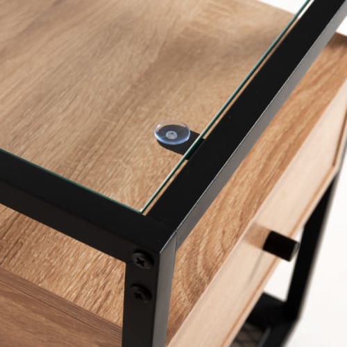 Muebles Mesas auxiliares | mesa auxiliar marrón de madera y metal estilo industrial - ML09247