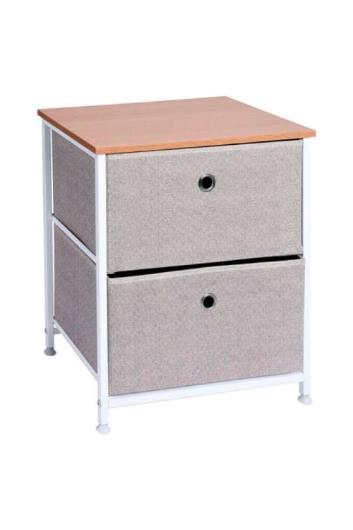 Muebles Mesas auxiliares | Mueble auxiliar en mdf, acero reforzado y tela con 2 cajones - AB20098
