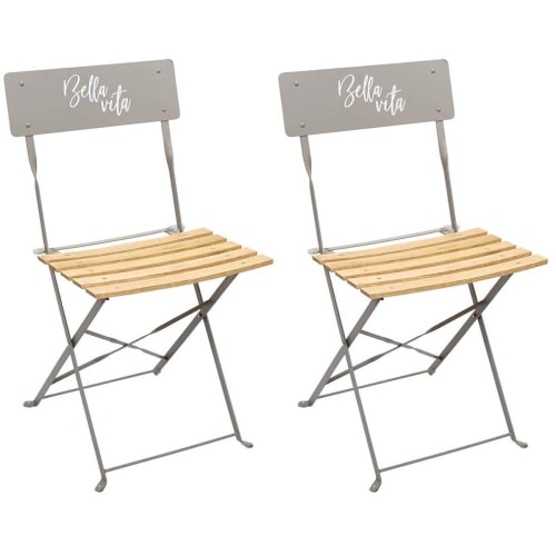 Meubles Chaises | Lot  de 2 chaises pliantes taupe motif bella vita - TP89799