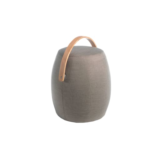 Canapés et fauteuils Poufs | Pouf en tissu gris avec anse en cuir marron - WM90608