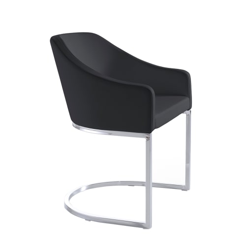 Meubles Chaises | Chaise simili cuir noir avec accoudoirs et acier inoxydable - GE65727
