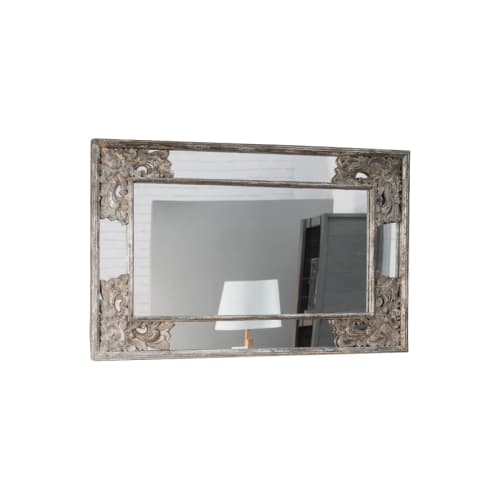 Déco Miroirs | Miroir déco en bois patiné Mathilde bronze 1m10 x 70cm - ZV83283