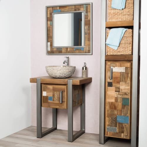 Espejo grande para cuarto de baño factory madera metal 140 x 70