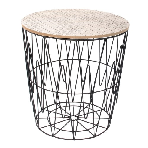 Meubles Tables basses | Table filaire plateau bois motif zigzag - TS96761