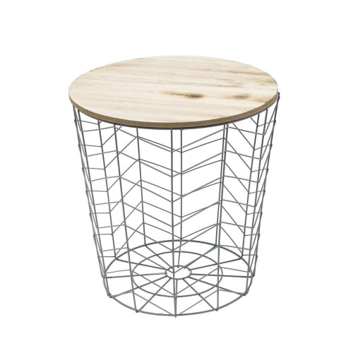 Meubles Tables basses | Table filaire bois et métal gris motif chevron - HG17407