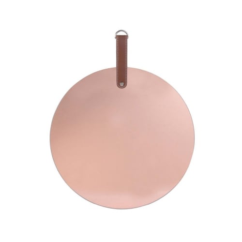 Déco Miroirs | Miroir cuivre rose avec anse rond - PH35070