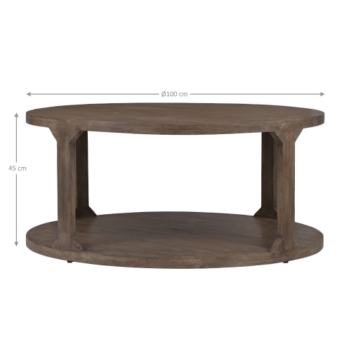 Meubles Tables basses | Table basse naturelle, Ø 100x45 cm, bois de manguier - HS58715