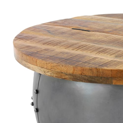 Meubles Tables basses | Table basse en métal avec plateau en bois massif de manguier - SP71990