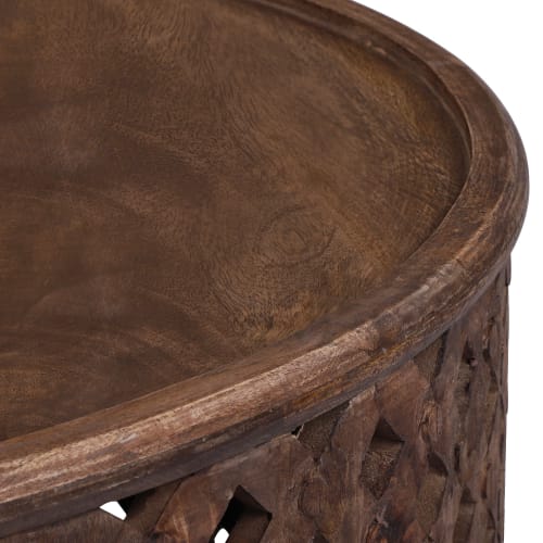 Meubles Tables basses | Table basse, marron, Ø 100x45 cm, en bois de manguier - NH23841